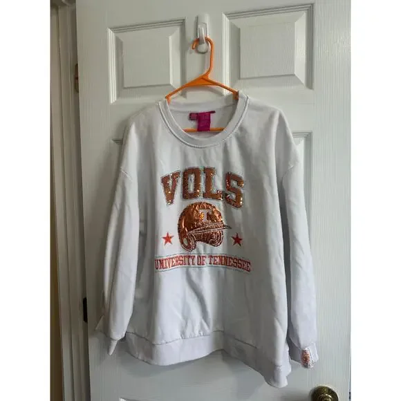 Queen of Sparkles Tennessee Vols Baseball Crewneck Sz M - Light Fade on Helmet - Picture 4 of 11